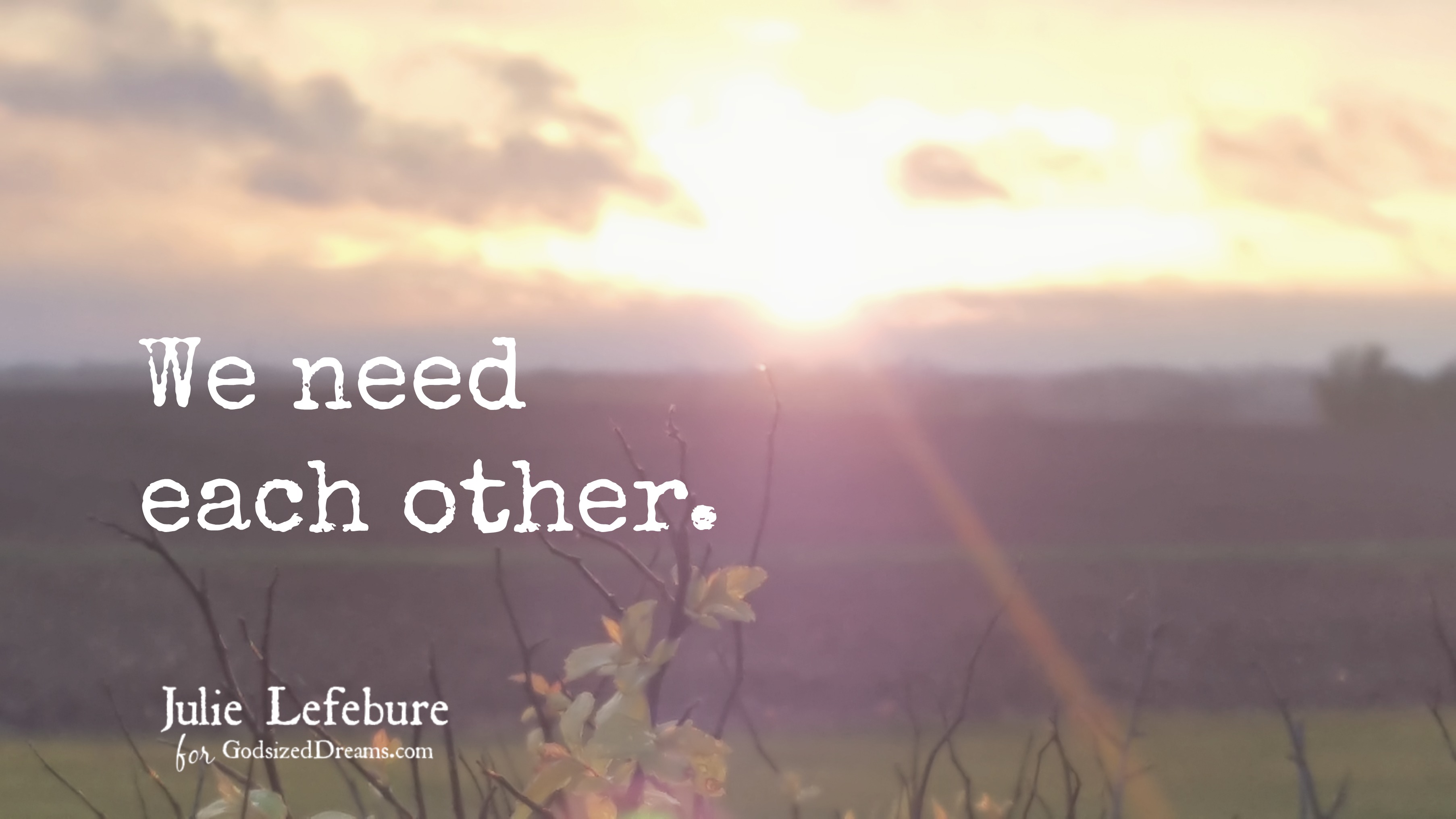 Friend, We Need Each Other Julie Lefebure