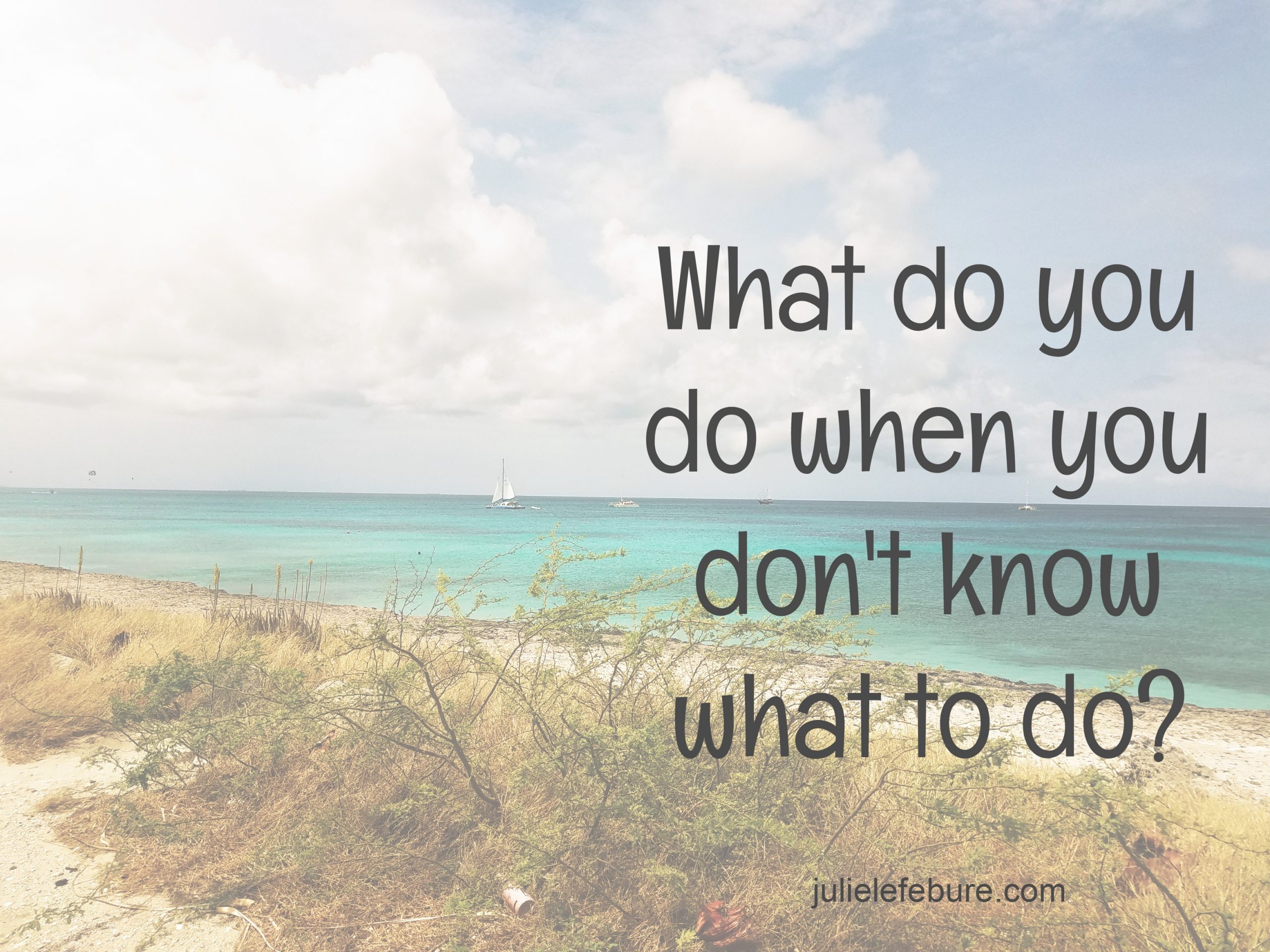 What Do You Do When You Don’t Know What To Do?