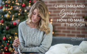Christmas and Grief: How to Make It Through | woman by Christmas tree looking sad not eating her meal