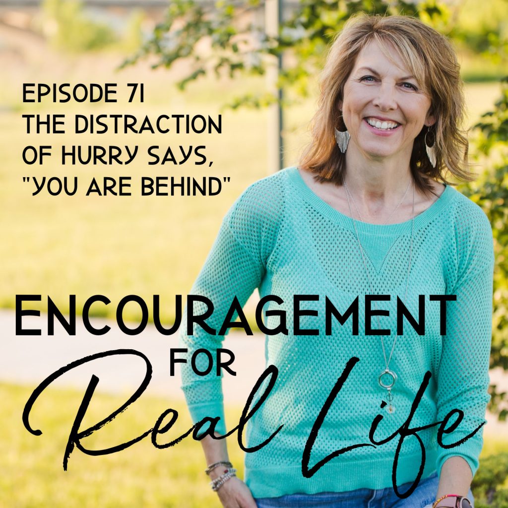 Encouragement for Real Life Podcast, Episode 71, The Distraction of Hurry Says, "You Are Behind"