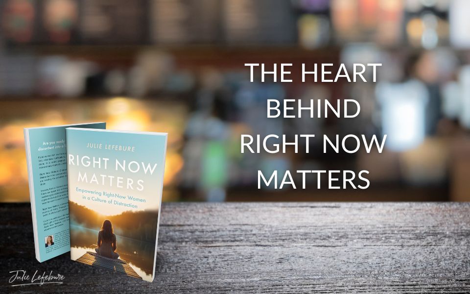 The Heart Behind Right Now Matters | Right Now Matters books standing up on table in a coffee shop