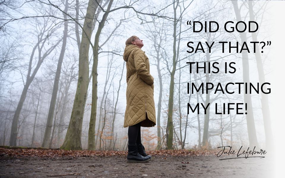 Did God Say That? This Is Impacting My Life! | woman standing among foggy trees in a long tan coat looking up