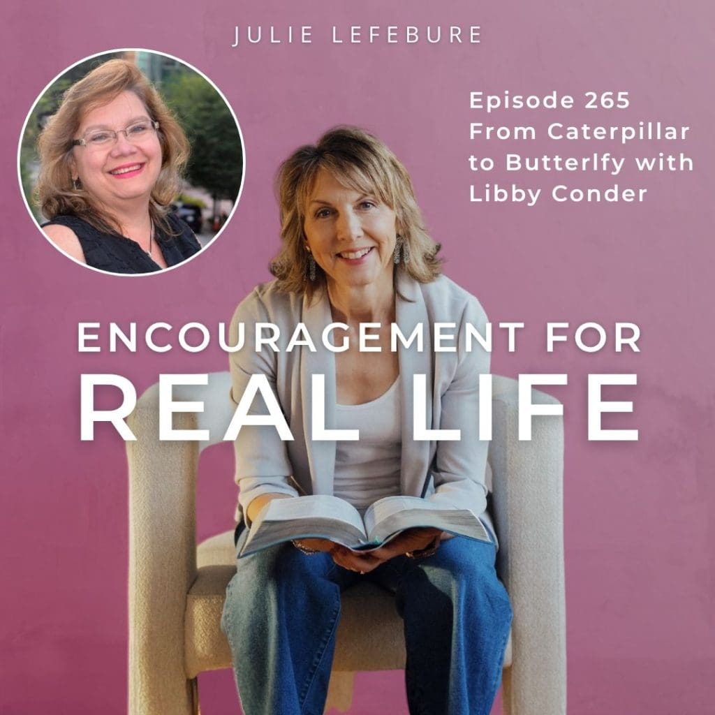 Encouragement for Real Life Podcast, Episode 265. From Caterpillar to Butterfly with Libby Conder